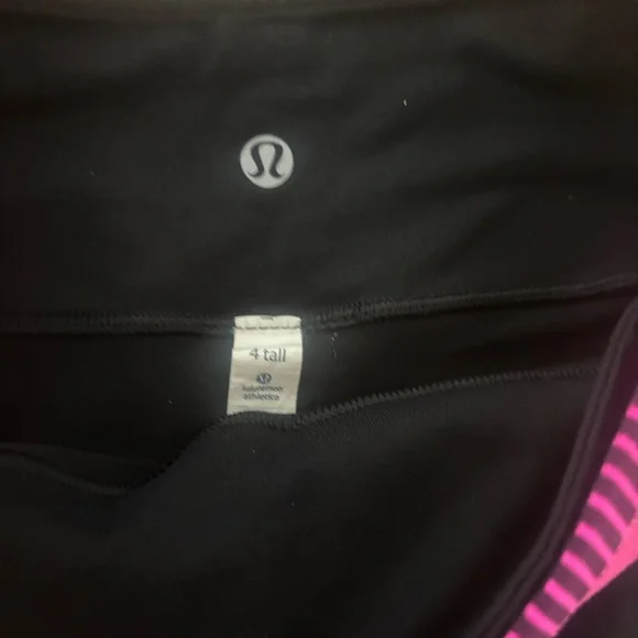 lululemon athletica biker Black Shorts with Pink Waistband. Reversible - Picture 4 of 6